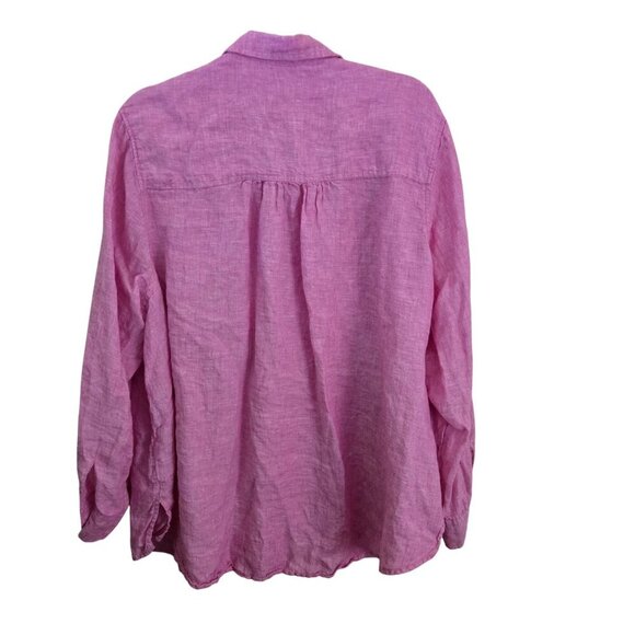 Sigrid Olsen 100% Linen Lagonlook Button Front Pink Tunic Blouse Size 1X - Picture 2 of 7